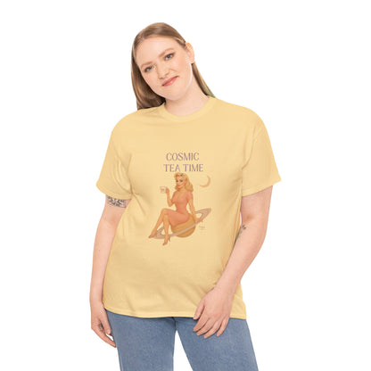Cosmic Tea Time 111 Unisex T-Shirt – Retro Vintage Graphic Tee, Angel Number Shirt, Spiritual Pin Up Top, Unisex Cosmic Vibes Tee - Madame Soulière