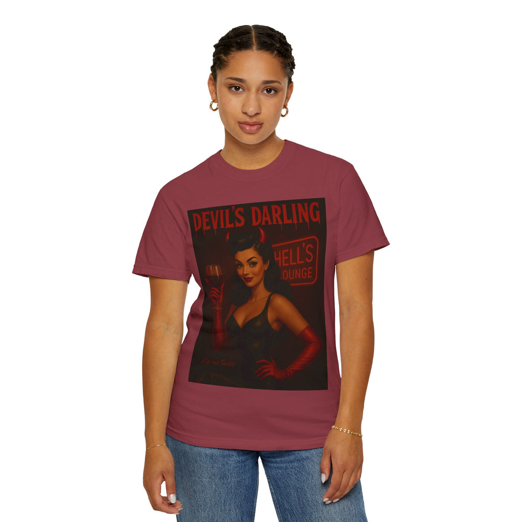 Devil’s Darling – Retro Pin-Up Devil Unisex T-Shirt