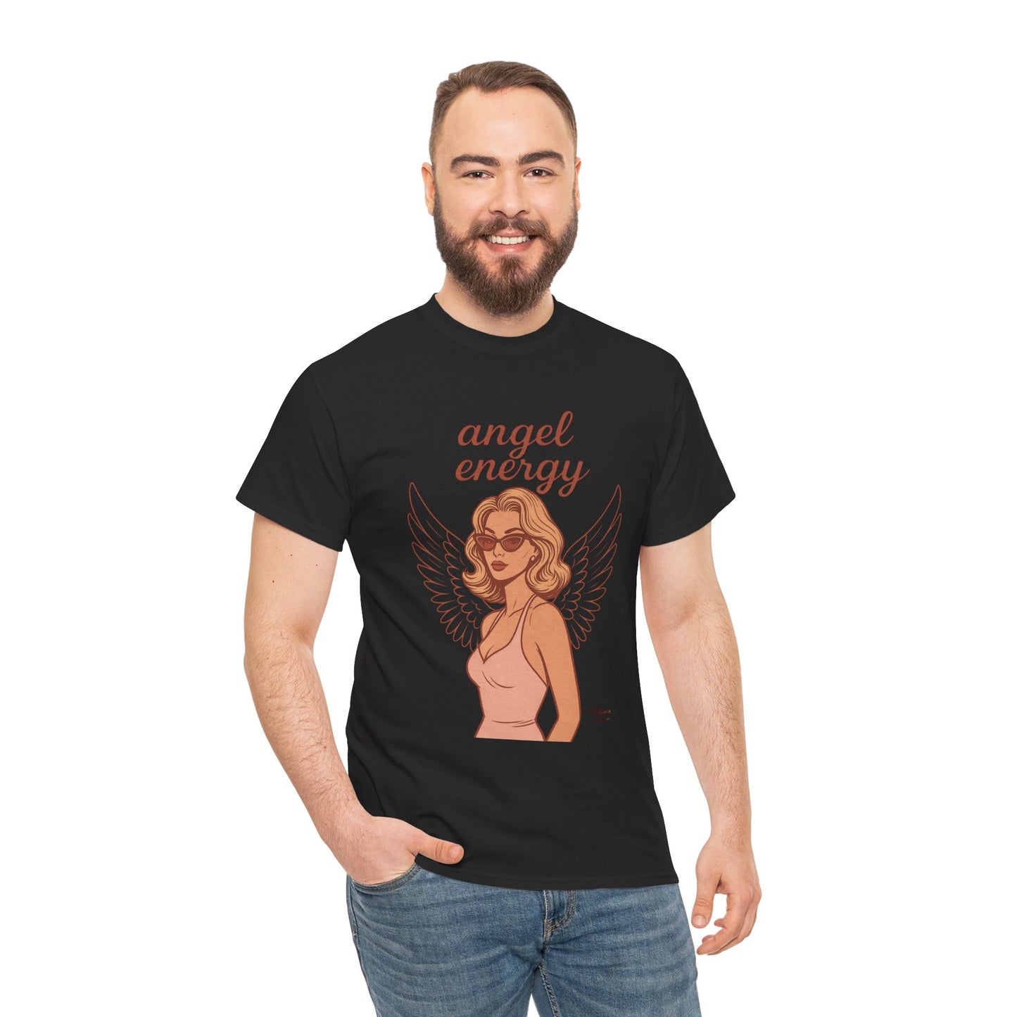 Angel Energy Unisex T-Shirt – Vintage Retro Graphic Tee, Spiritual Pin Up Shirt, Feminine Aesthetic Empowerment Top - Madame Soulière
