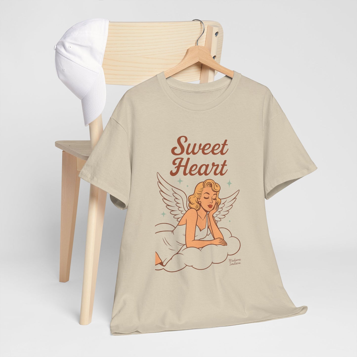 Sweet Heart Unisex T-Shirt – Retro Angel Graphic Tee, Vintage Pin Up Inspired Top, Feminine Heaven Sent Shirt - Madame Soulière