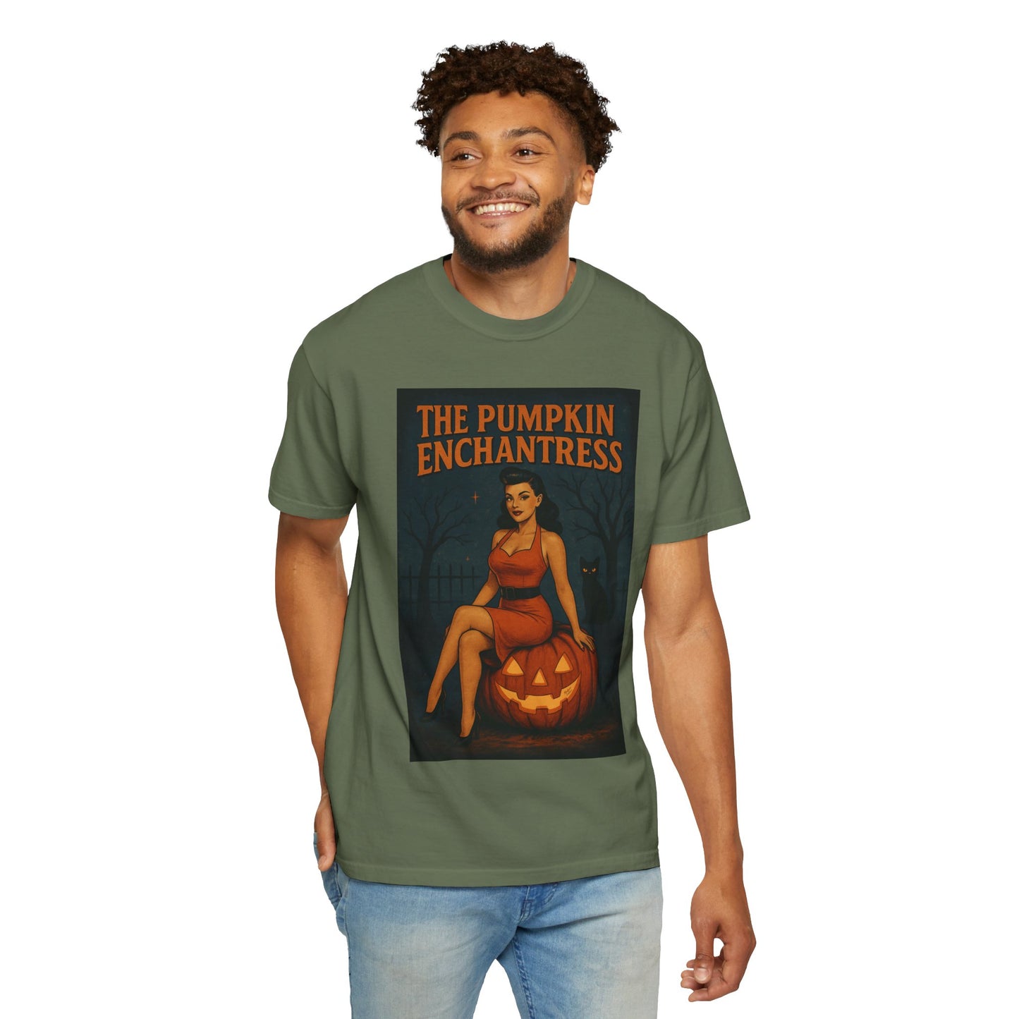 The Pumpkin Enchantress Halloween Unisex T-Shirt – Retro Witch Graphic Tee, Vintage Pumpkin Horror Top, Spooky Unisex Scary Season Shirt - Madame Soulière