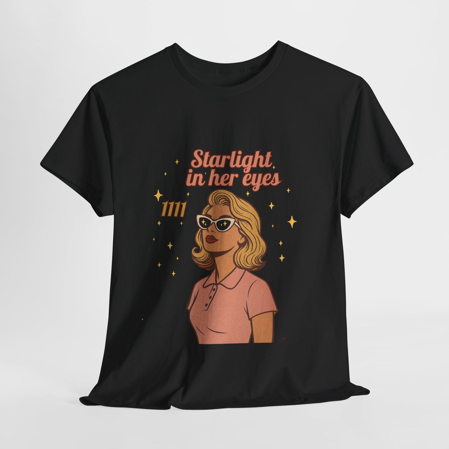 Starlight in Her Eyes – 1111 Angel Number Retro T-Shirt | Unisex Spiritual Vintage Tee - Madame Soulière