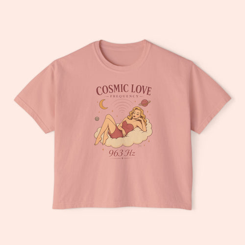 Cosmic Feminine Frequency – Retro Pin-Up Vintage Boxy T-Shirt