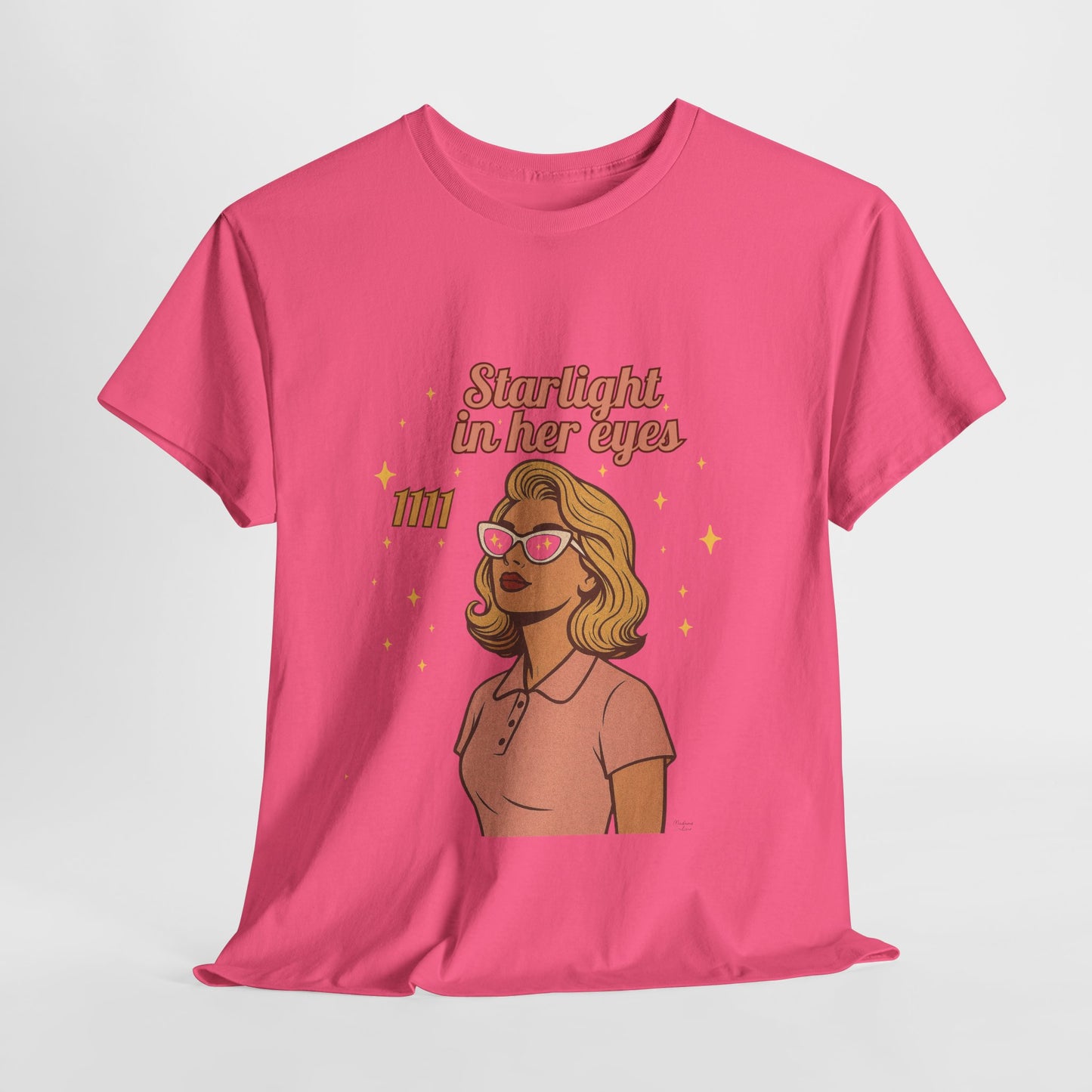 Starlight in Her Eyes – 1111 Angel Number Retro T-Shirt | Unisex Spiritual Vintage Tee - Madame Soulière