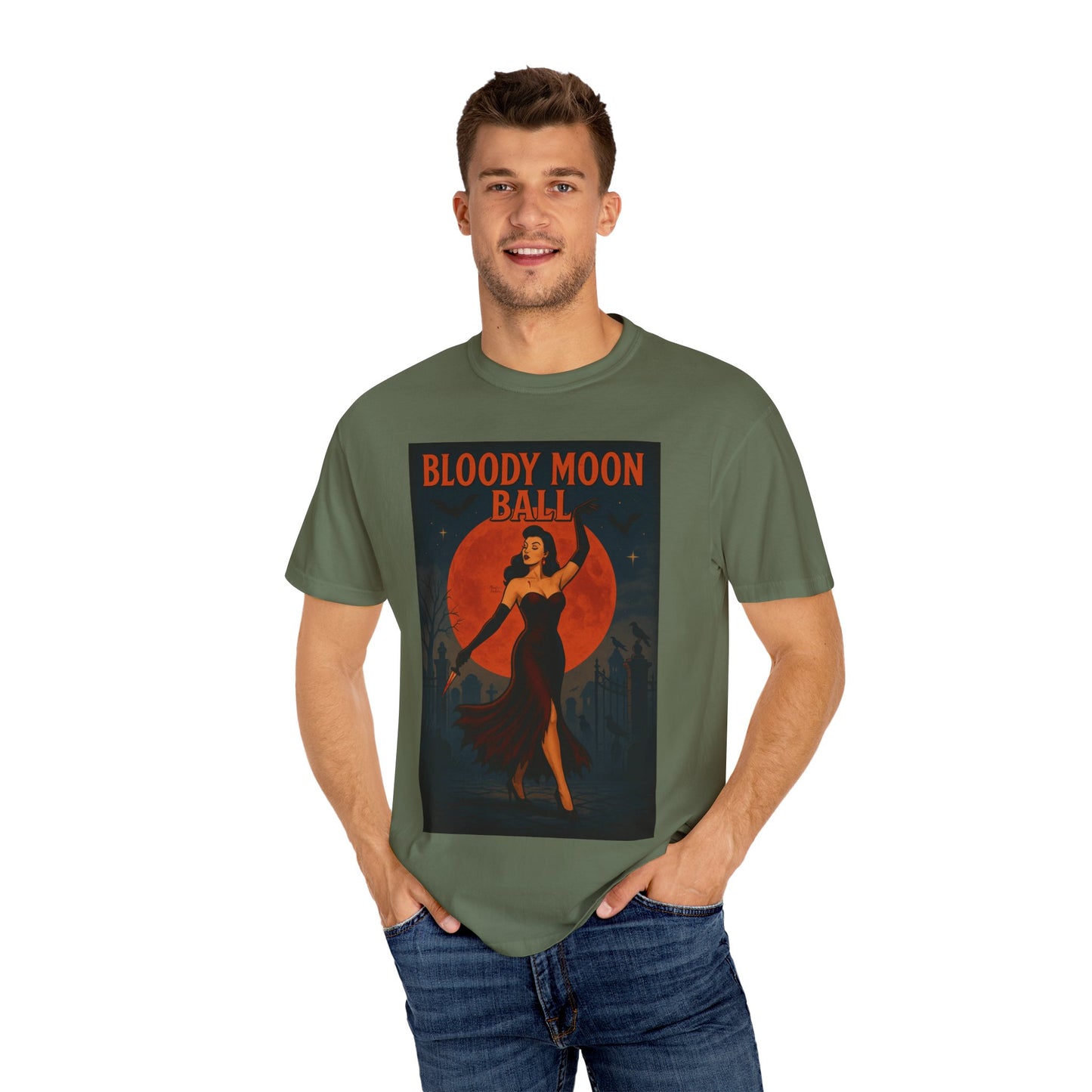 Bloody Moon Halloween Unisex T-Shirt – Vampire Retro Graphic Tee, Vintage Horror Spooky Top, Scary Season Shirt - Madame Soulière