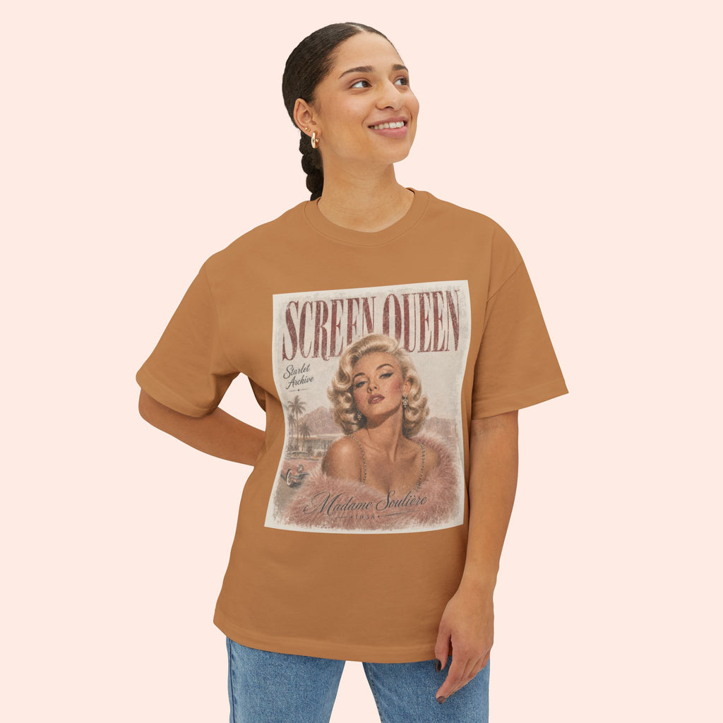 Screen Queen Long Boxy Shirt – Vintage 1950s Palm Springs Graphic Tee