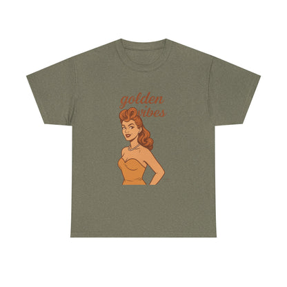 Golden Vibes – Retro Pin-Up Graphic Tee | Unisex Vintage Aesthetic T-Shirt - Madame Soulière