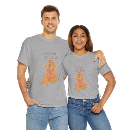 Cosmic Tea Time 111 Unisex T-Shirt – Retro Vintage Graphic Tee, Angel Number Shirt, Spiritual Pin Up Top, Unisex Cosmic Vibes Tee - Madame Soulière