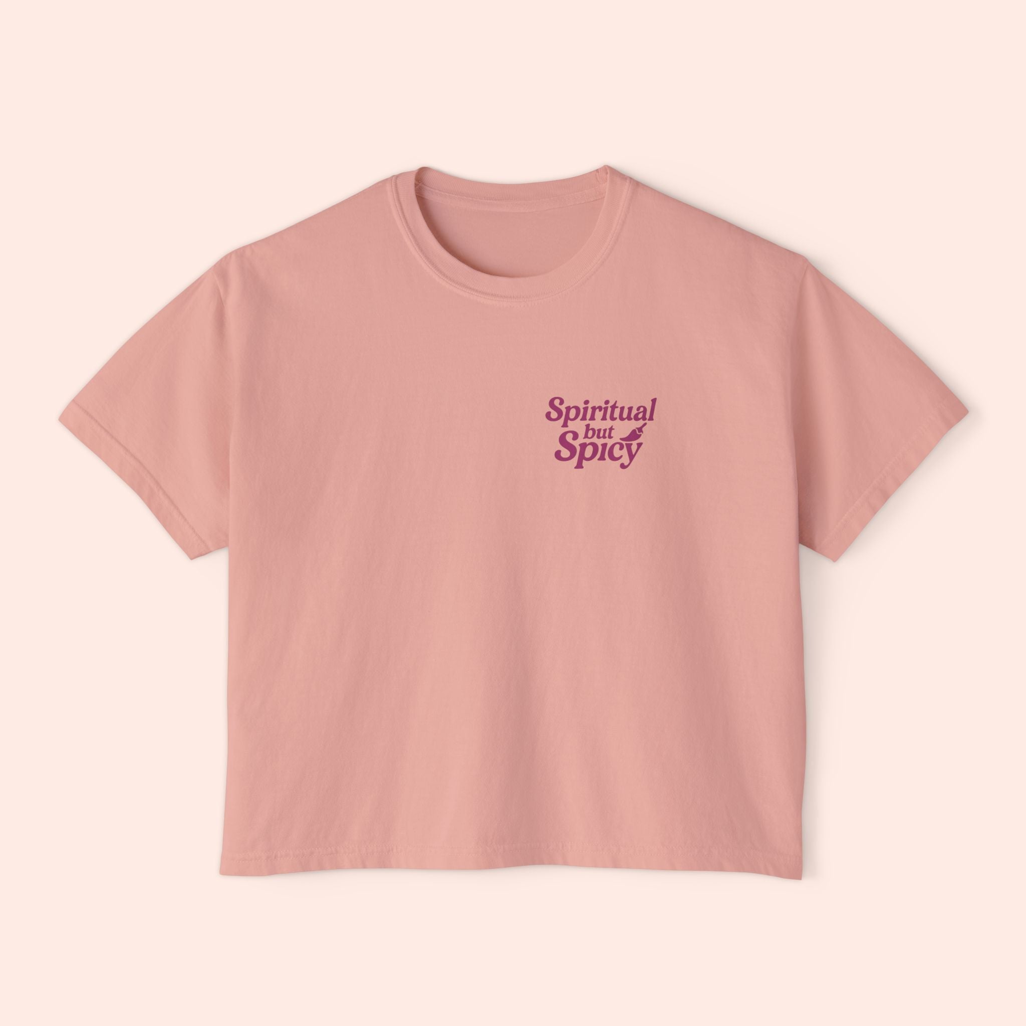 Spiritual but Spicy – Retro Mini Print Boxy T-Shirt