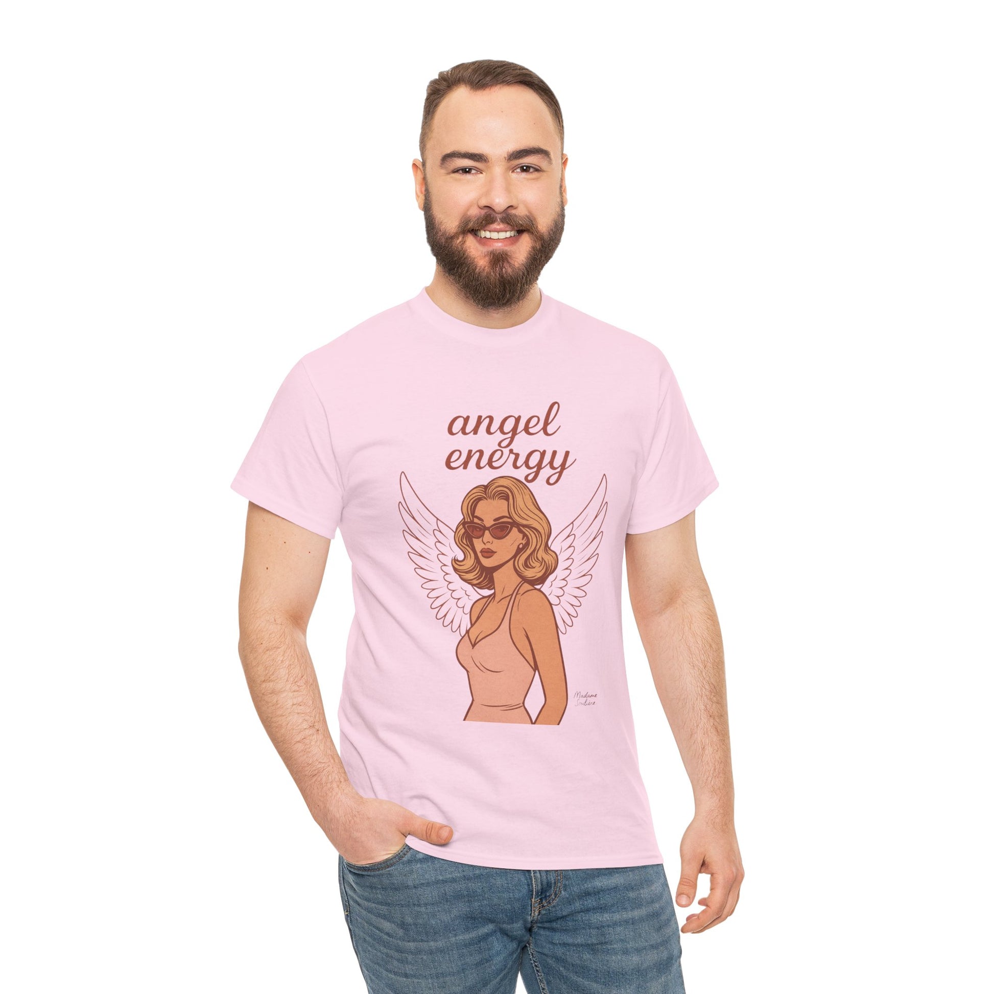 Angel Energy Unisex T-Shirt – Vintage Retro Graphic Tee, Spiritual Pin Up Shirt, Feminine Aesthetic Empowerment Top - Madame Soulière