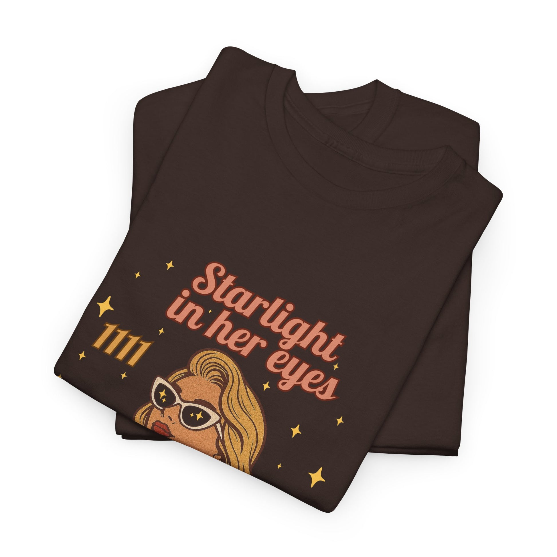 Starlight in Her Eyes – 1111 Angel Number Retro T-Shirt | Unisex Spiritual Vintage Tee - Madame Soulière