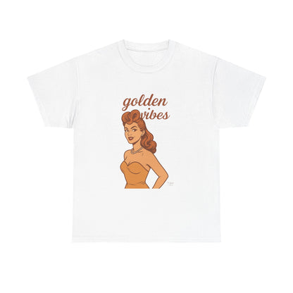 Golden Vibes – Retro Pin-Up Graphic Tee | Unisex Vintage Aesthetic T-Shirt - Madame Soulière
