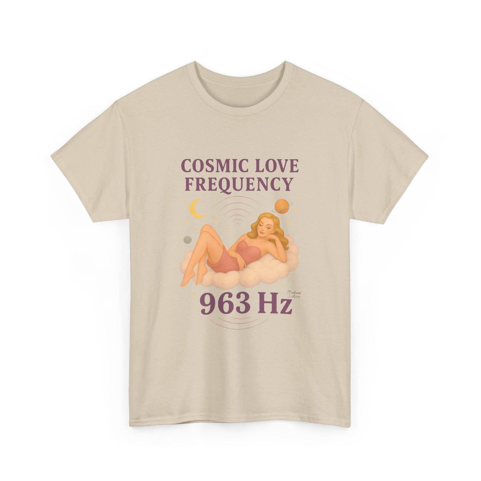 Cosmic Love Frequency 963 Hz Unisex T-Shirt – Retro Vintage Spiritual Graphic Tee, Angel Number Vibes, Feminine Pin Up Inspired Top - Madame Soulière