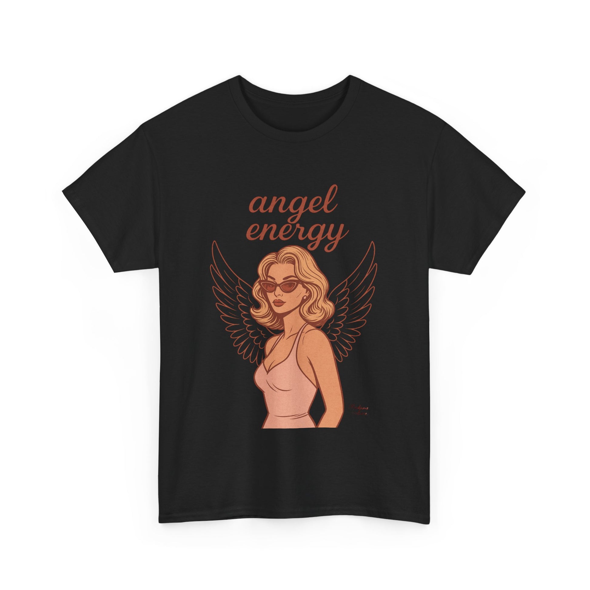 Angel Energy Unisex T-Shirt – Vintage Retro Graphic Tee, Spiritual Pin Up Shirt, Feminine Aesthetic Empowerment Top - Madame Soulière