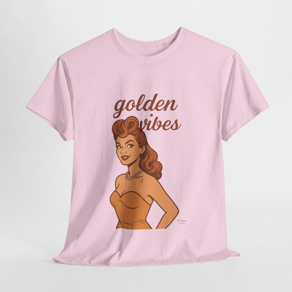 Golden Vibes – Retro Pin-Up Graphic Tee | Unisex Vintage Aesthetic T-Shirt - Madame Soulière