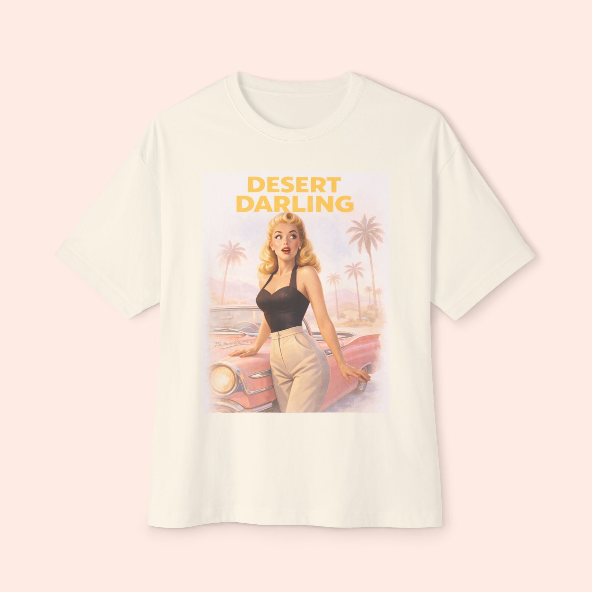 Desert Darling – Retro Pin-Up Graphic Long Boxy T-Shirt