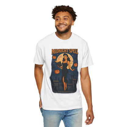 Midnight Spell Halloween Unisex T-Shirt – Retro Witch Graphic Tee, Vintage Spooky Horror Top, Scary Season Shirt - Madame Soulière