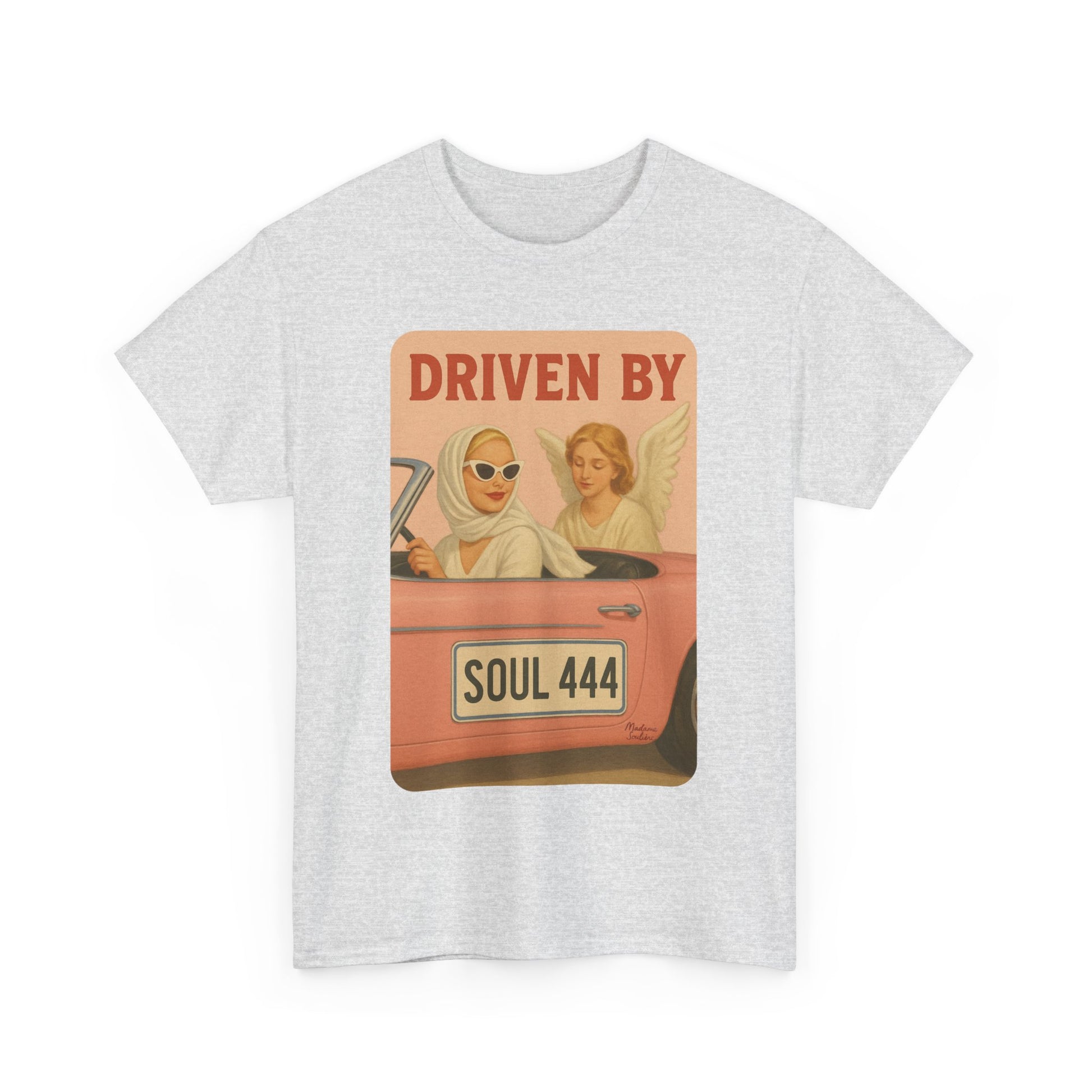 Driven by Soul 444 – Angel Number Retro Graphic Tee | Unisex Vintage Empowerment Shirt - Madame Soulière