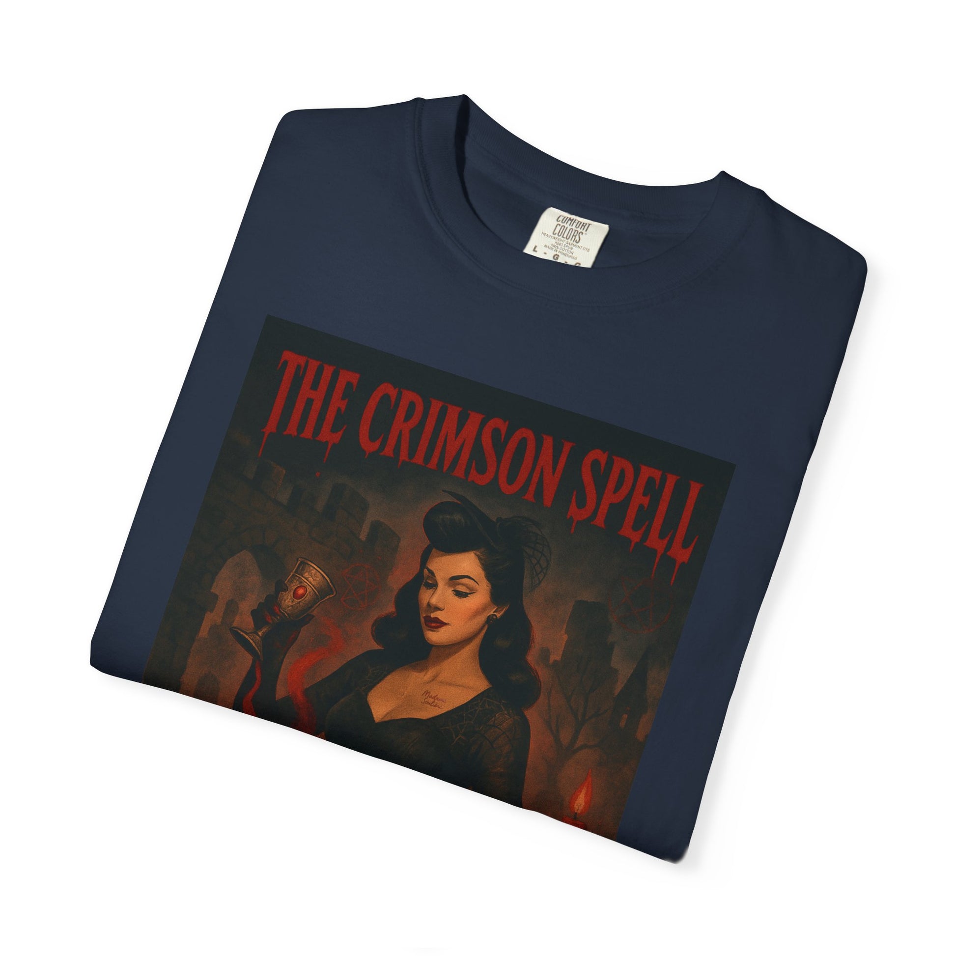 The Crimson Spell Halloween Unisex T-Shirt – Retro Witch Graphic Tee, Vintage Horror Spooky Top,  Scary Season Shirt - Madame Soulière