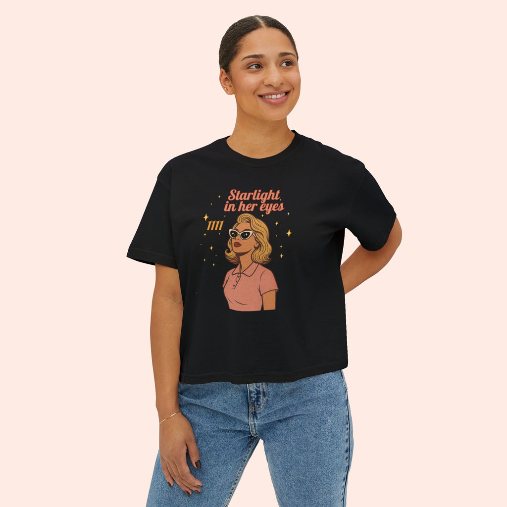 Starlight in Her Eyes 1111 – Retro Vintage Boxy T-Shirt