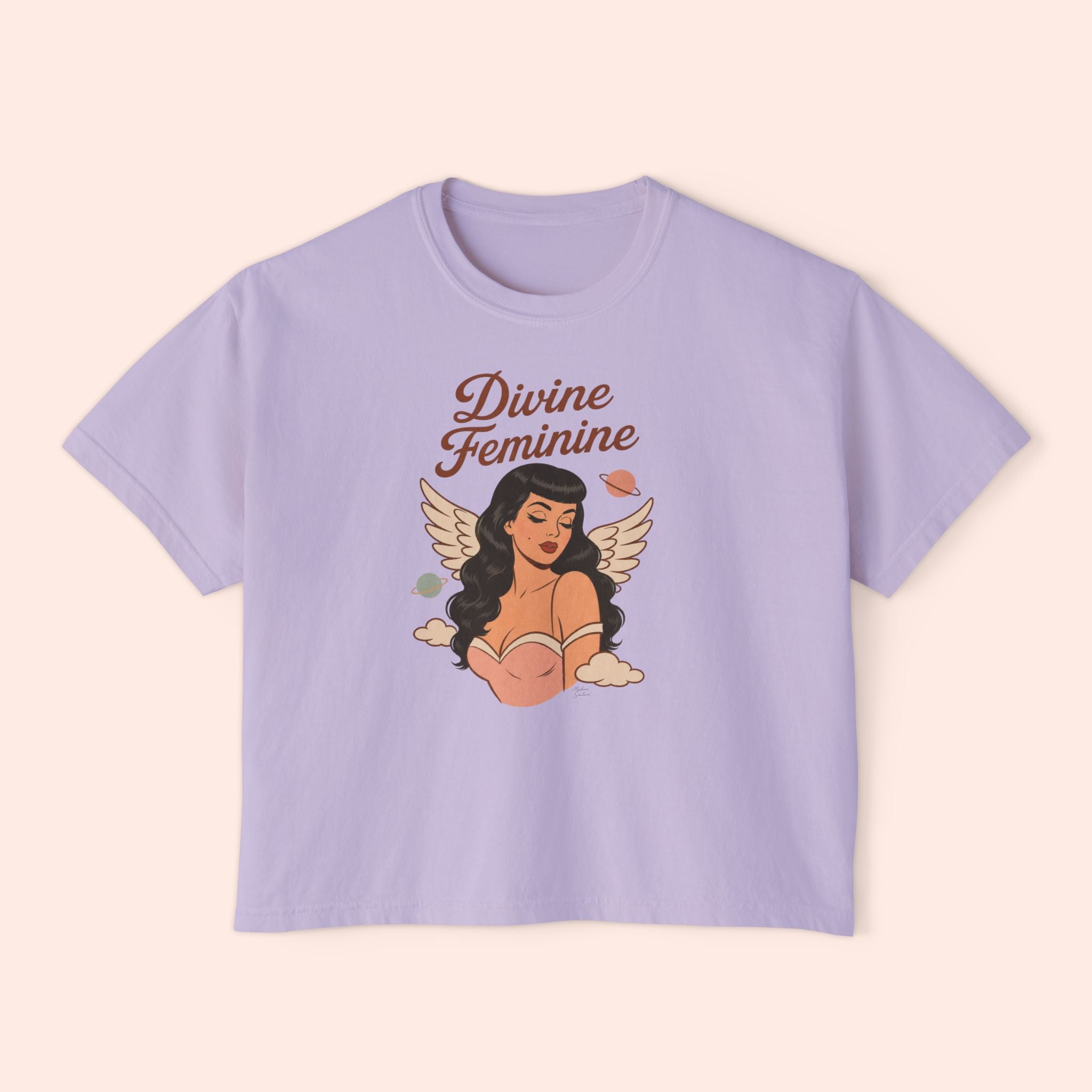 Divine Feminine - Retro Pin Up Celestial Graphic Boxy T-Shirt