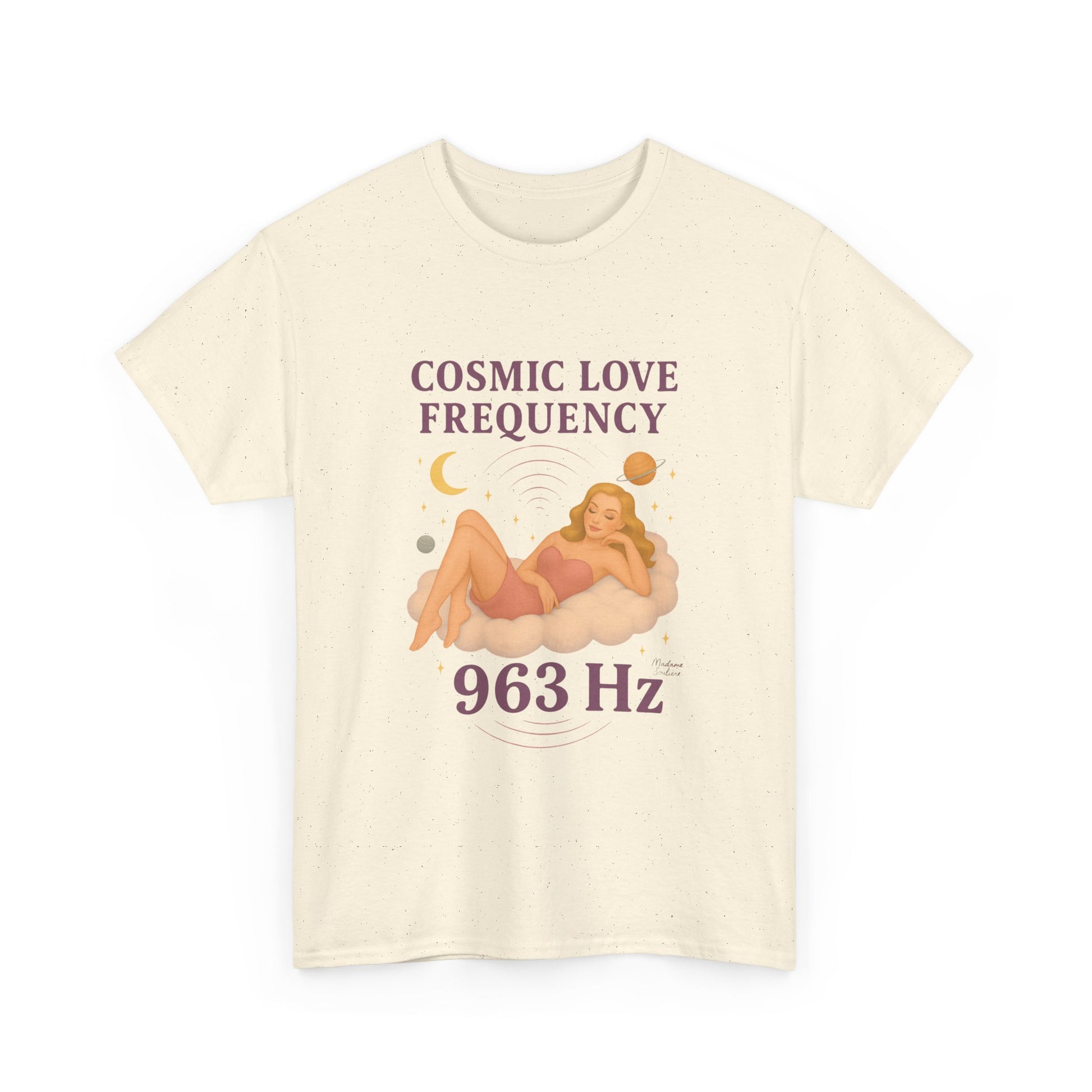 Cosmic Love Frequency 963 Hz Unisex T-Shirt – Retro Vintage Spiritual Graphic Tee, Angel Number Vibes, Feminine Pin Up Inspired Top - Madame Soulière