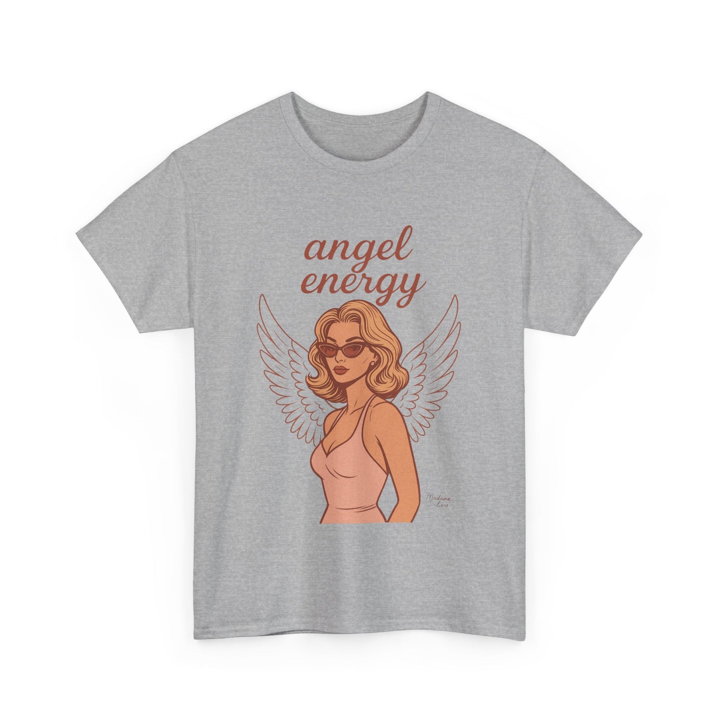 Angel Energy Unisex T-Shirt – Vintage Retro Graphic Tee, Spiritual Pin Up Shirt, Feminine Aesthetic Empowerment Top - Madame Soulière