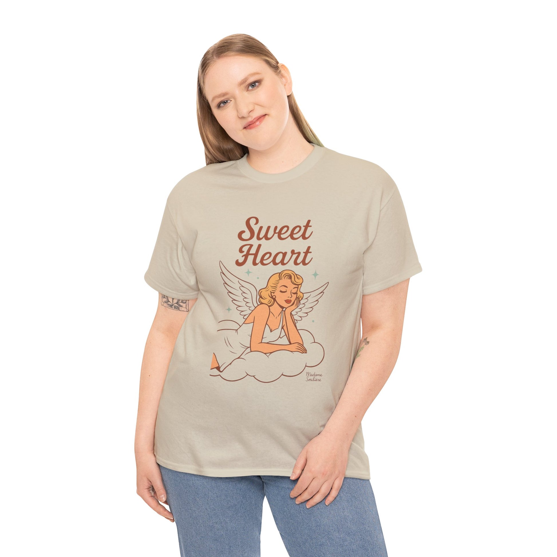 Sweet Heart Unisex T-Shirt – Retro Angel Graphic Tee, Vintage Pin Up Inspired Top, Feminine Heaven Sent Shirt - Madame Soulière