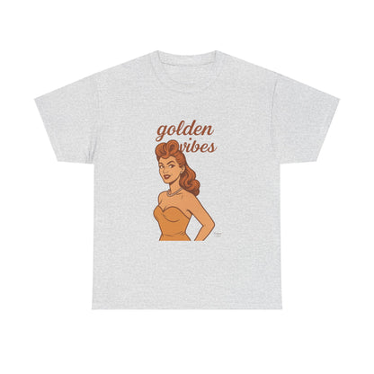 Golden Vibes – Retro Pin-Up Graphic Tee | Unisex Vintage Aesthetic T-Shirt - Madame Soulière