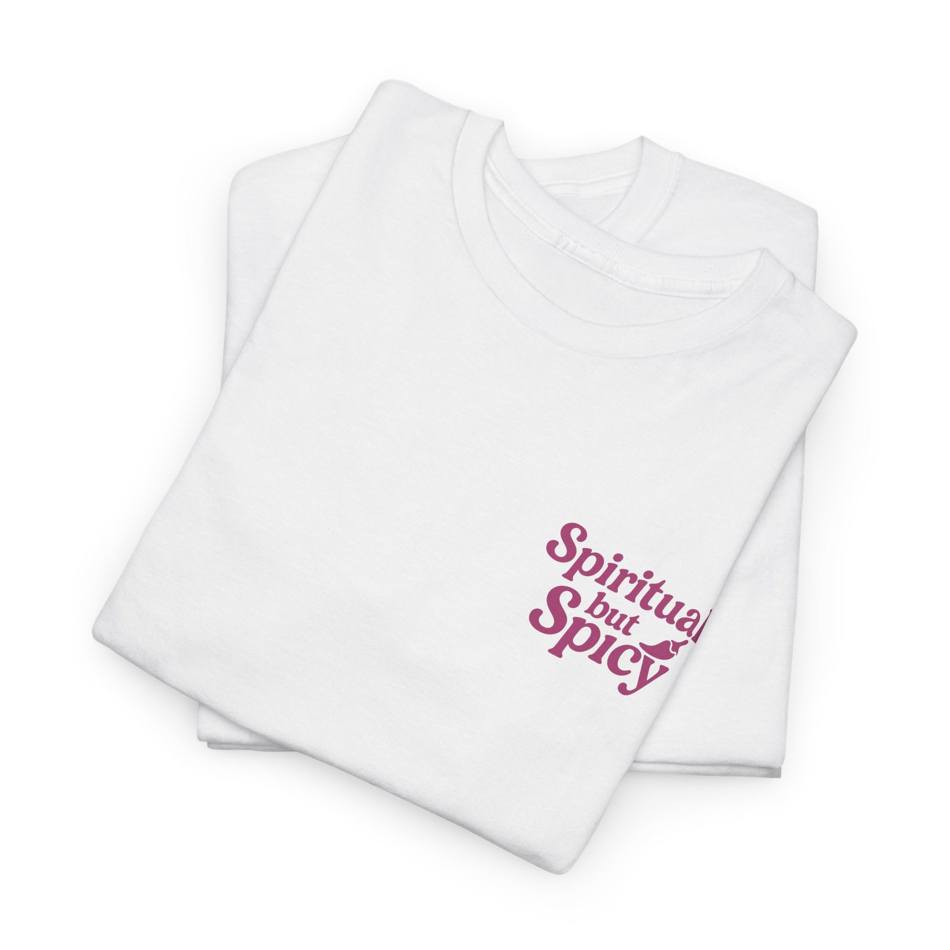 Spiritual but Spicy Unisex T-Shirt – Retro Mini Slogan Tee, Vintage Inspired Graphic Top, Feminine Statement Shirt - Madame Soulière