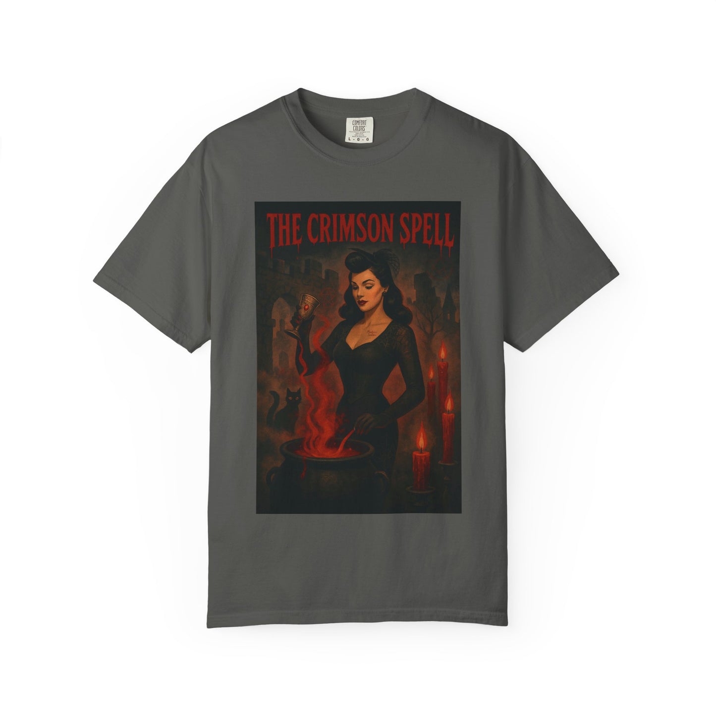 The Crimson Spell Halloween Unisex T-Shirt – Retro Witch Graphic Tee, Vintage Horror Spooky Top,  Scary Season Shirt - Madame Soulière