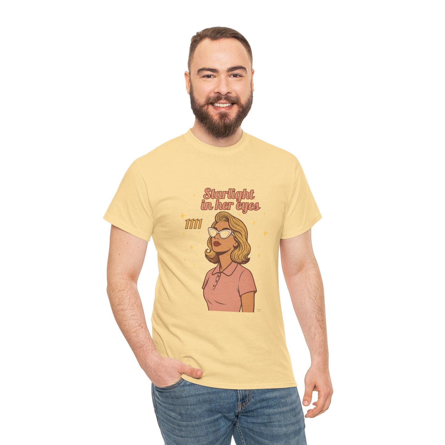 Starlight in Her Eyes – 1111 Angel Number Retro T-Shirt | Unisex Spiritual Vintage Tee - Madame Soulière