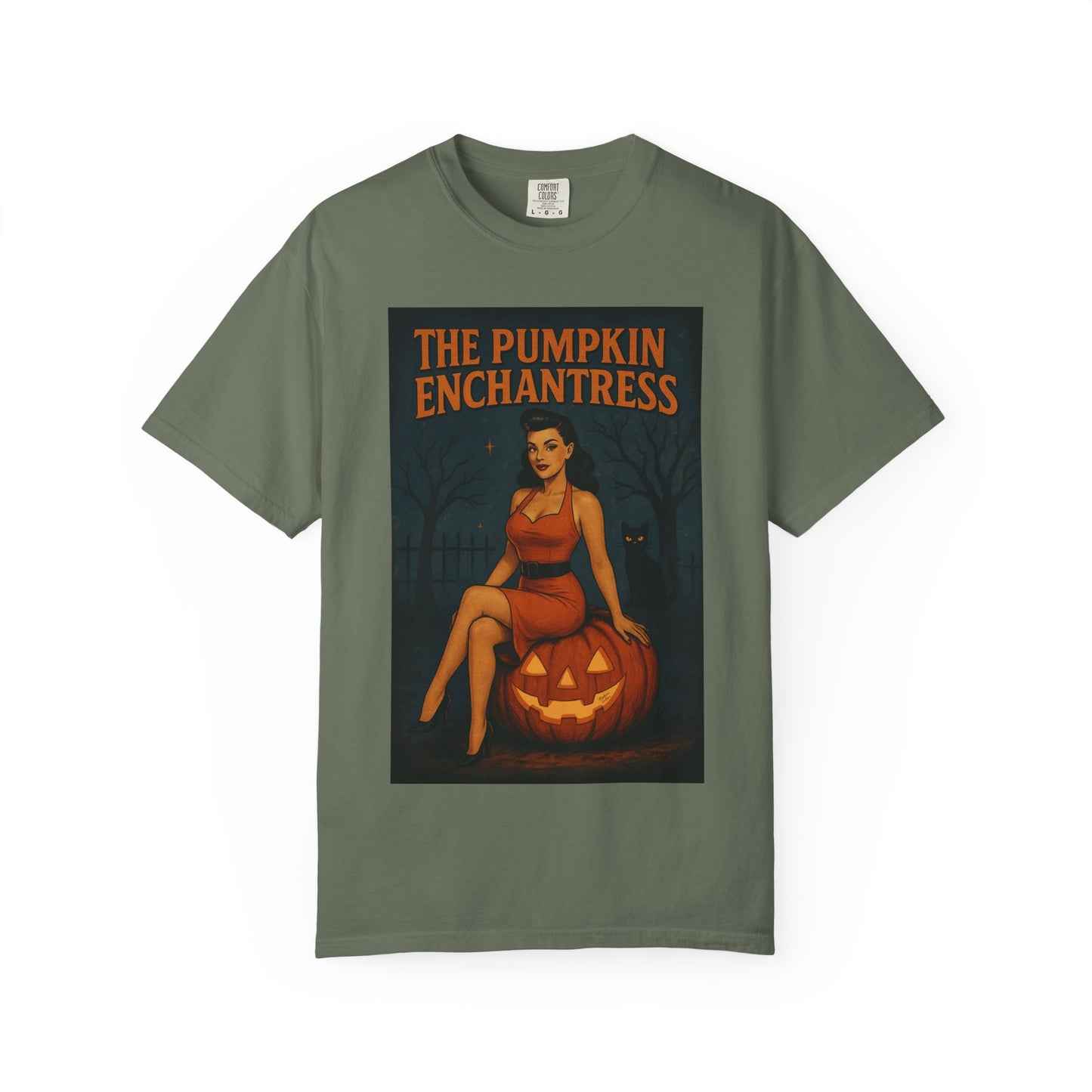 The Pumpkin Enchantress Halloween Unisex T-Shirt – Retro Witch Graphic Tee, Vintage Pumpkin Horror Top, Spooky Unisex Scary Season Shirt - Madame Soulière