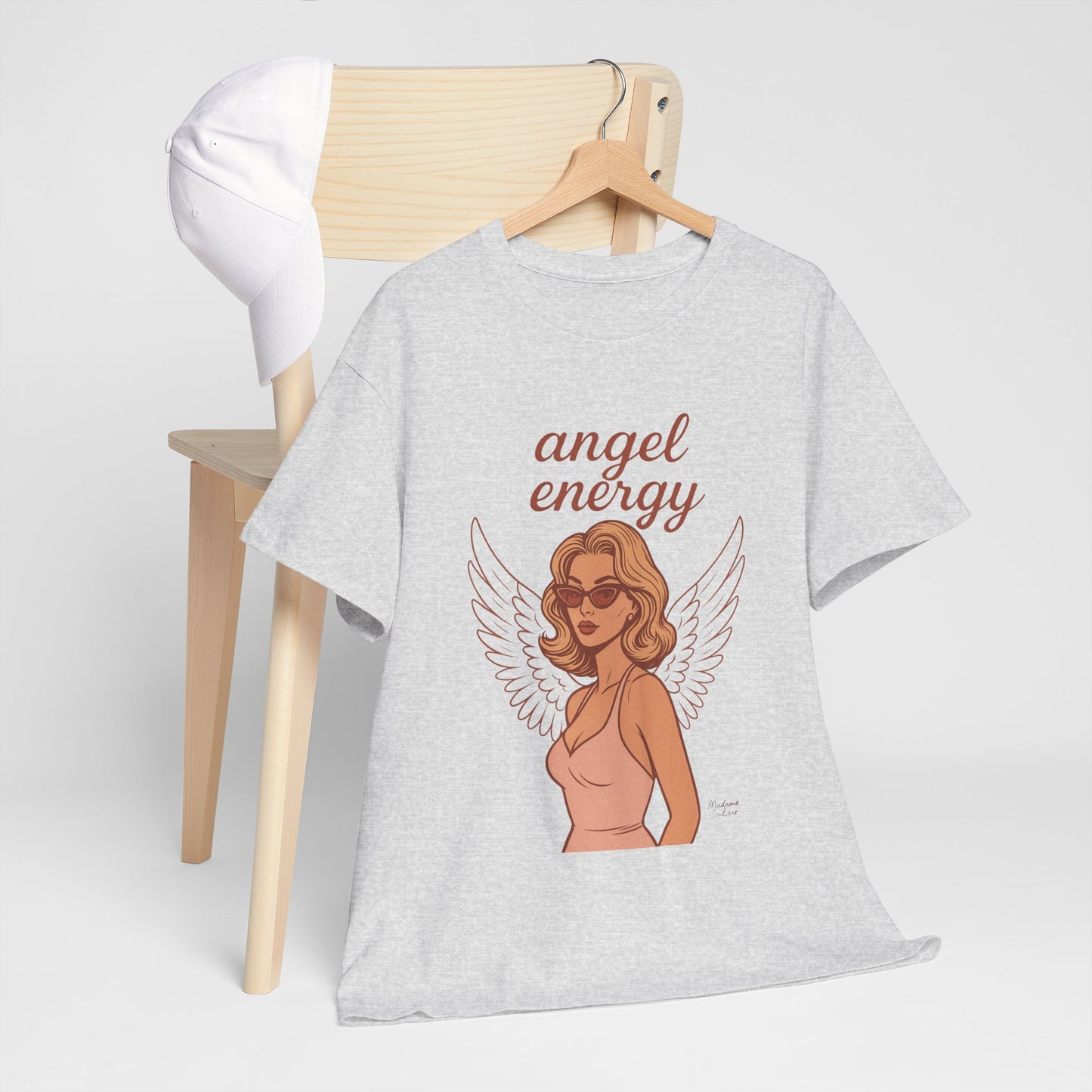 Angel Energy Unisex T-Shirt – Vintage Retro Graphic Tee, Spiritual Pin Up Shirt, Feminine Aesthetic Empowerment Top - Madame Soulière