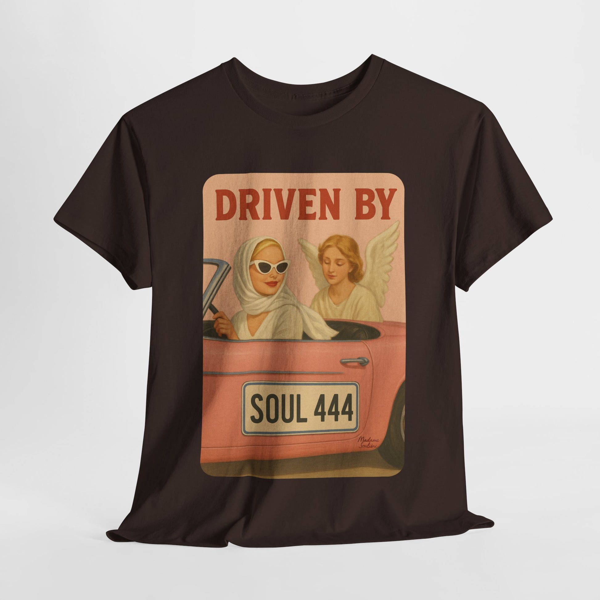 Driven by Soul 444 – Angel Number Retro Graphic Tee | Unisex Vintage Empowerment Shirt - Madame Soulière