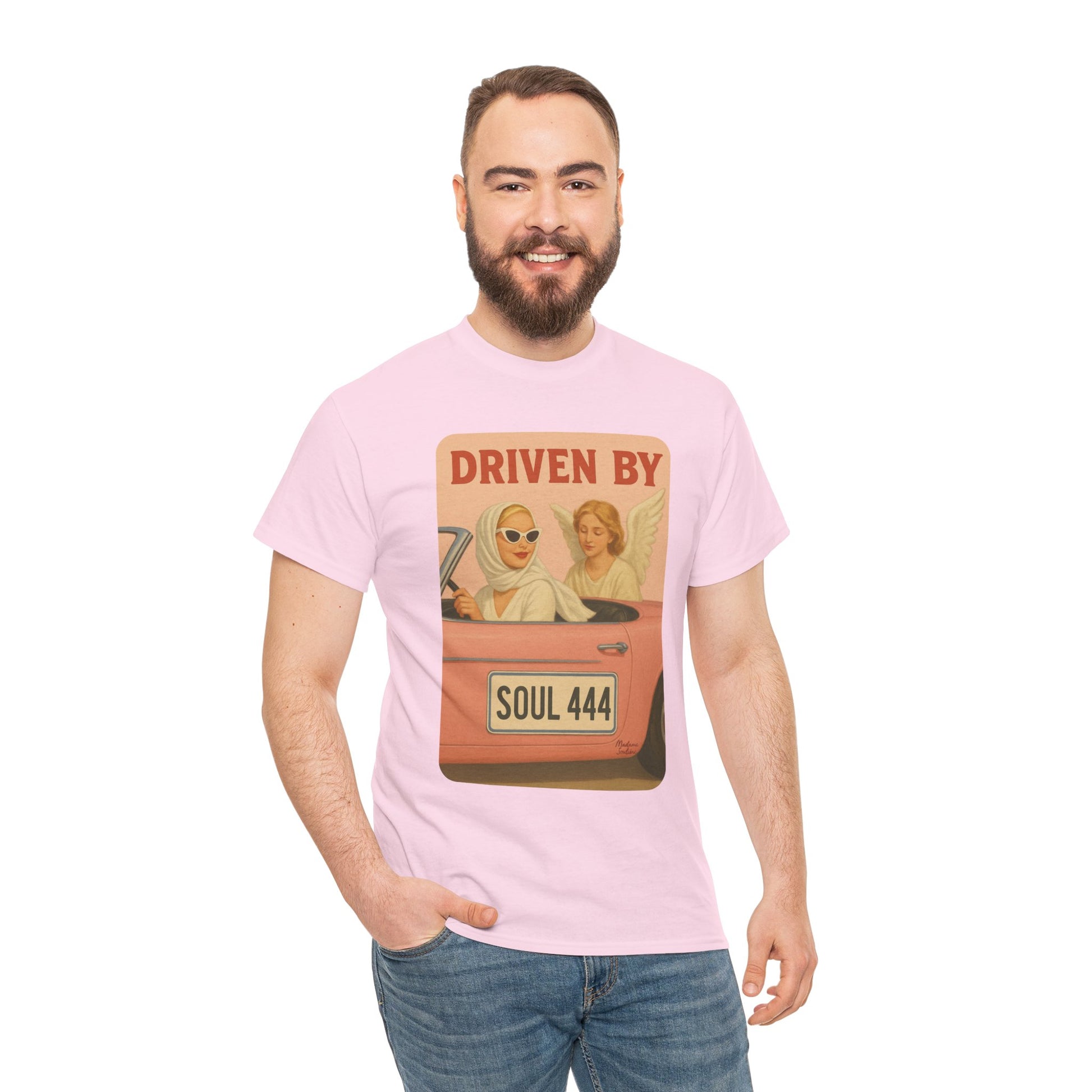 Driven by Soul 444 – Angel Number Retro Graphic Tee | Unisex Vintage Empowerment Shirt - Madame Soulière