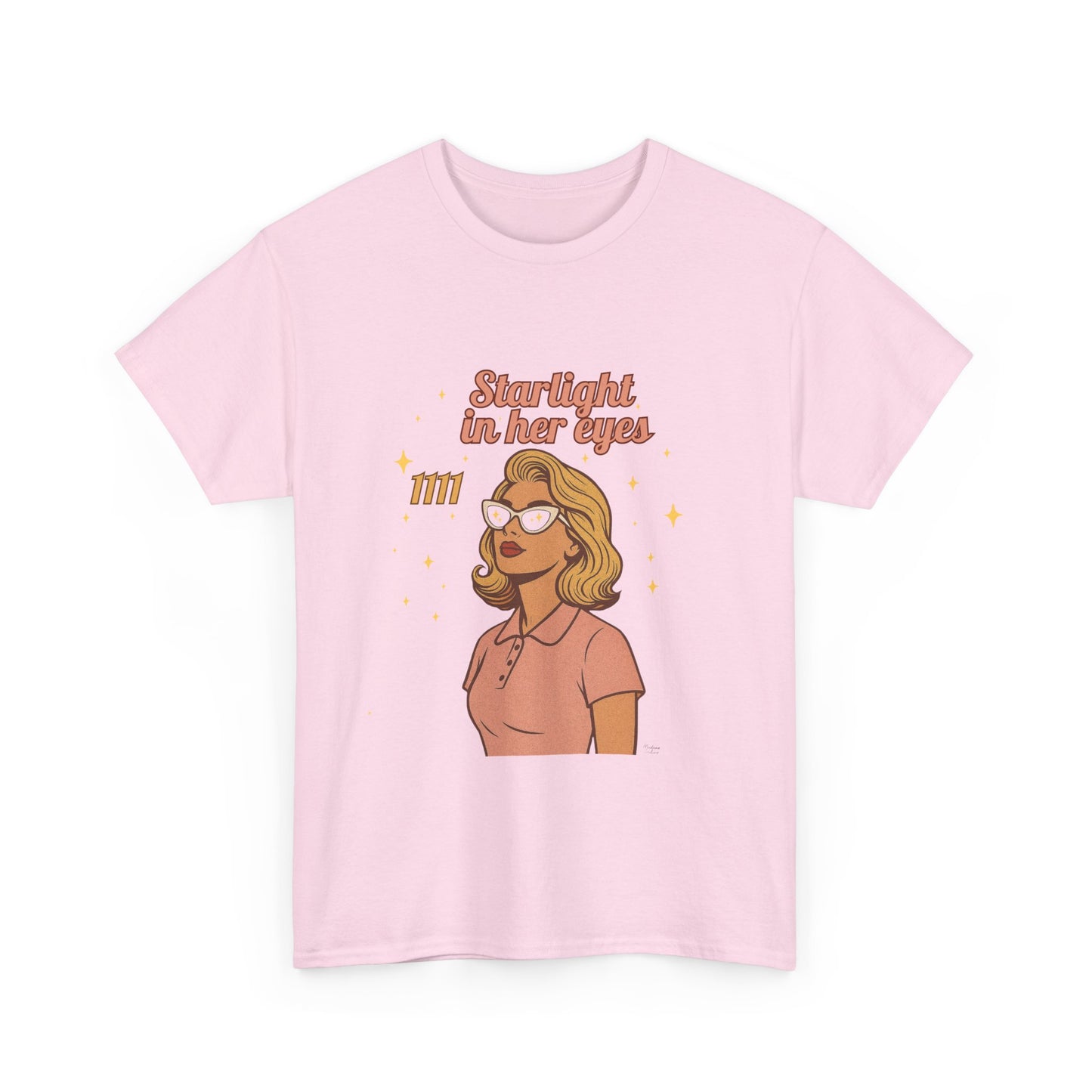 Starlight in Her Eyes – 1111 Angel Number Retro T-Shirt | Unisex Spiritual Vintage Tee - Madame Soulière