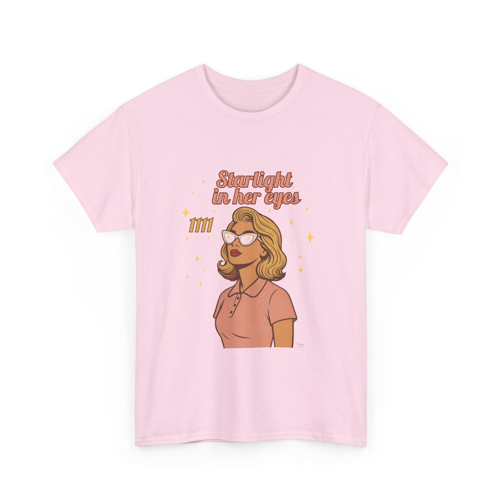 Starlight in Her Eyes – 1111 Angel Number Retro T-Shirt | Unisex Spiritual Vintage Tee - Madame Soulière