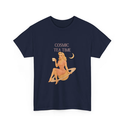 Cosmic Tea Time 111 Unisex T-Shirt – Retro Vintage Graphic Tee, Angel Number Shirt, Spiritual Pin Up Top, Unisex Cosmic Vibes Tee - Madame Soulière