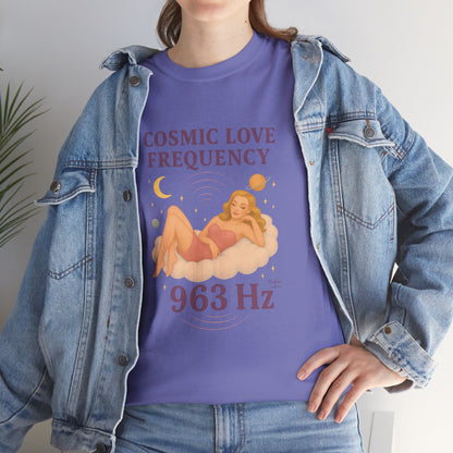 Cosmic Love Frequency 963 Hz Unisex T-Shirt – Retro Vintage Spiritual Graphic Tee, Angel Number Vibes, Feminine Pin Up Inspired Top - Madame Soulière