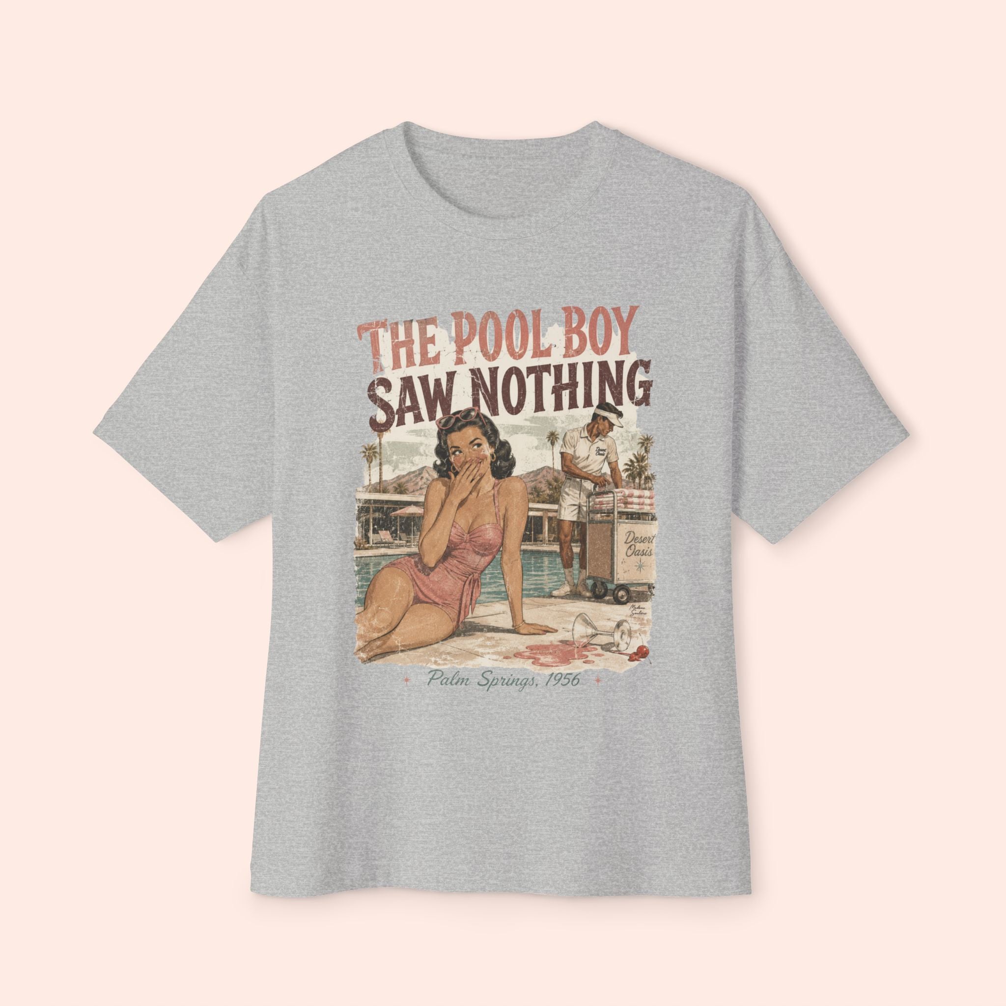 The Pool Boy Saw Nothing – Long Boxy Graphic Tee
