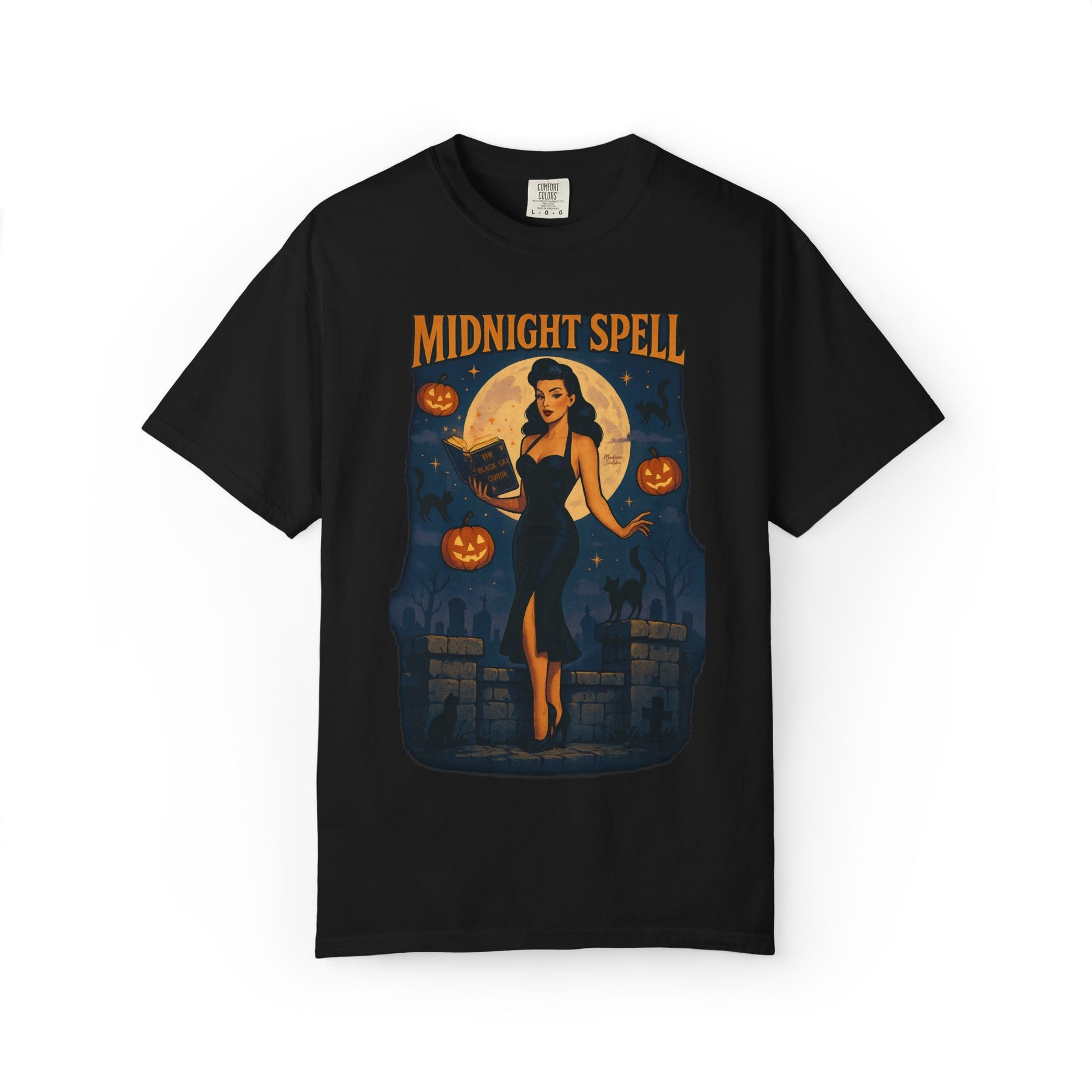 Midnight Spell Halloween Unisex T-Shirt – Retro Witch Graphic Tee, Vintage Spooky Horror Top, Scary Season Shirt - Madame Soulière