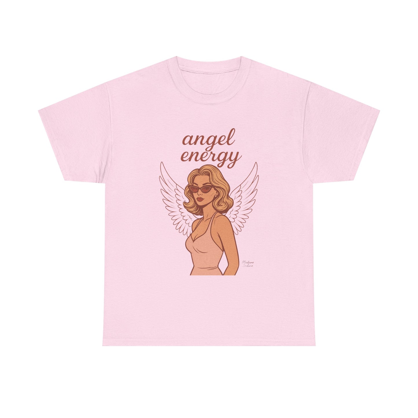 Angel Energy Unisex T-Shirt – Vintage Retro Graphic Tee, Spiritual Pin Up Shirt, Feminine Aesthetic Empowerment Top - Madame Soulière
