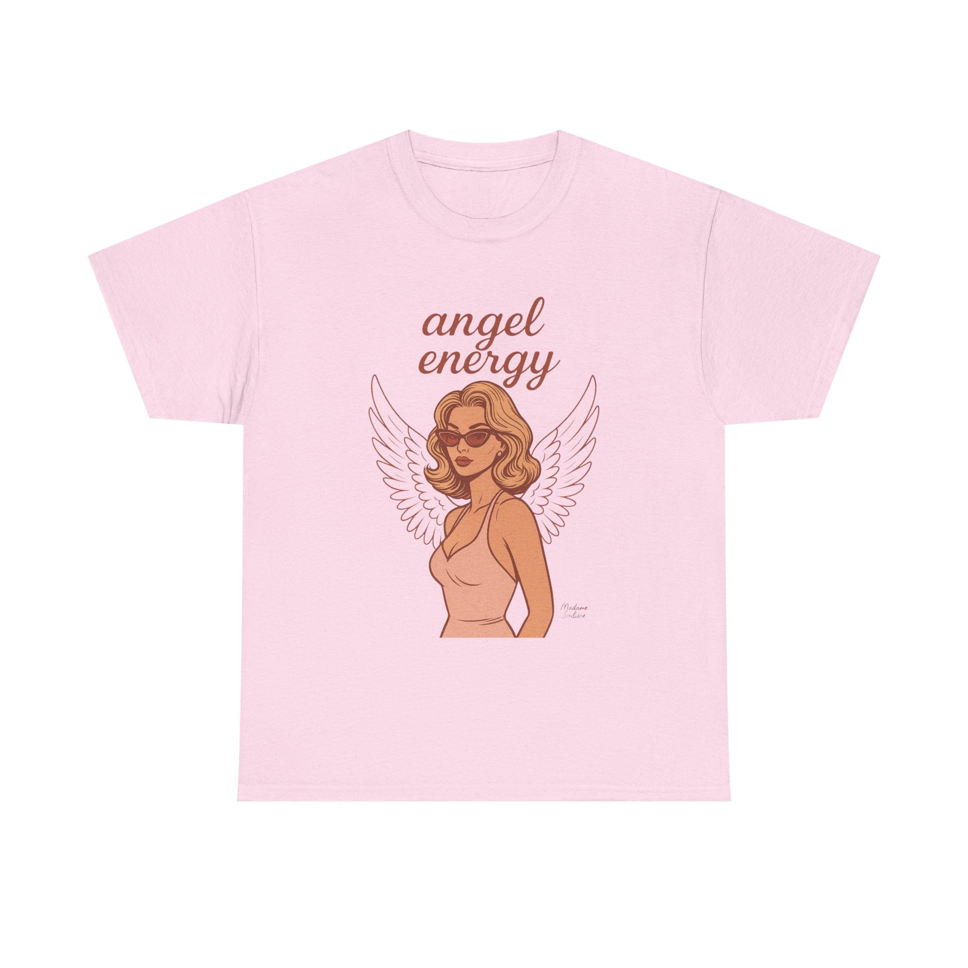 Angel Energy Unisex T-Shirt – Vintage Retro Graphic Tee, Spiritual Pin Up Shirt, Feminine Aesthetic Empowerment Top - Madame Soulière