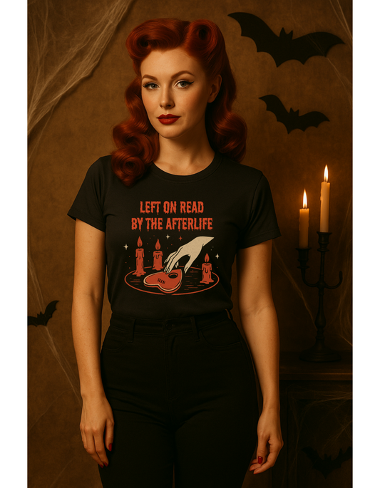 Halloween T-Shirt Unisex – Retro Vintage Design „Left on Read by the Afterlife“ - Madame Soulière
