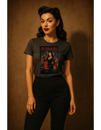 The Crimson Spell Halloween Unisex T-Shirt – Retro Witch Graphic Tee, Vintage Horror Spooky Top,  Scary Season Shirt - Madame Soulière
