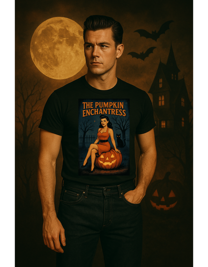 The Pumpkin Enchantress Halloween Unisex T-Shirt – Retro Witch Graphic Tee, Vintage Pumpkin Horror Top, Spooky Unisex Scary Season Shirt - Madame Soulière