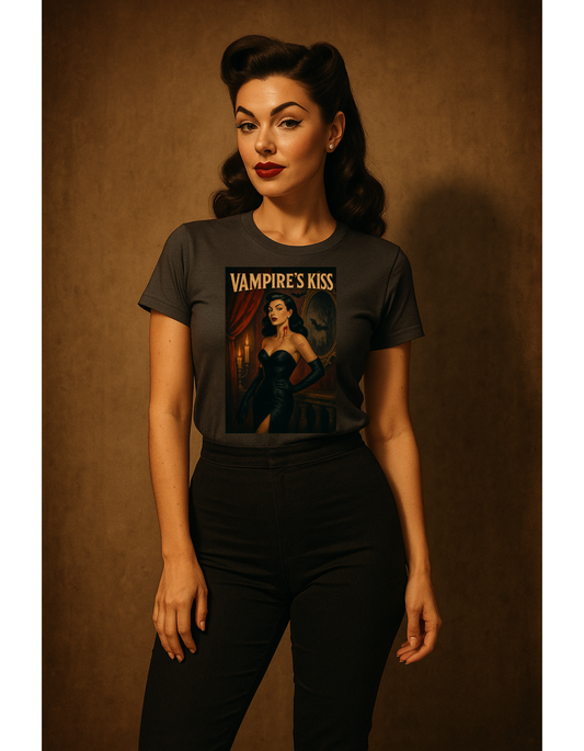 Vampire’s Kiss Halloween Unisex T-Shirt – Retro Vintage Vampire Graphic Tee, Spooky Horror Unisex Top, Gothic Scary Season Shirt - Madame Soulière