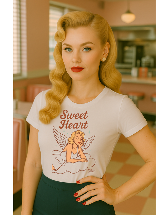 Sweet Heart Unisex T-Shirt – Retro Angel Graphic Tee, Vintage Pin Up Inspired Top, Feminine Heaven Sent Shirt - Madame Soulière