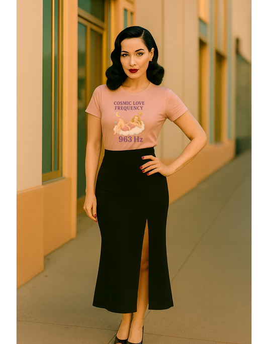 Cosmic Love Frequency 963 Hz Unisex T-Shirt – Retro Vintage Spiritual Graphic Tee, Angel Number Vibes, Feminine Pin Up Inspired Top - Madame Soulière